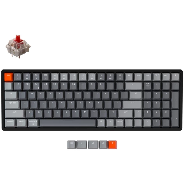 Keychron K4 V2 J1 RGB Hot-Swappable Wireless Mechanical Keyboard Red Switches with Aluminum Frame K4J1